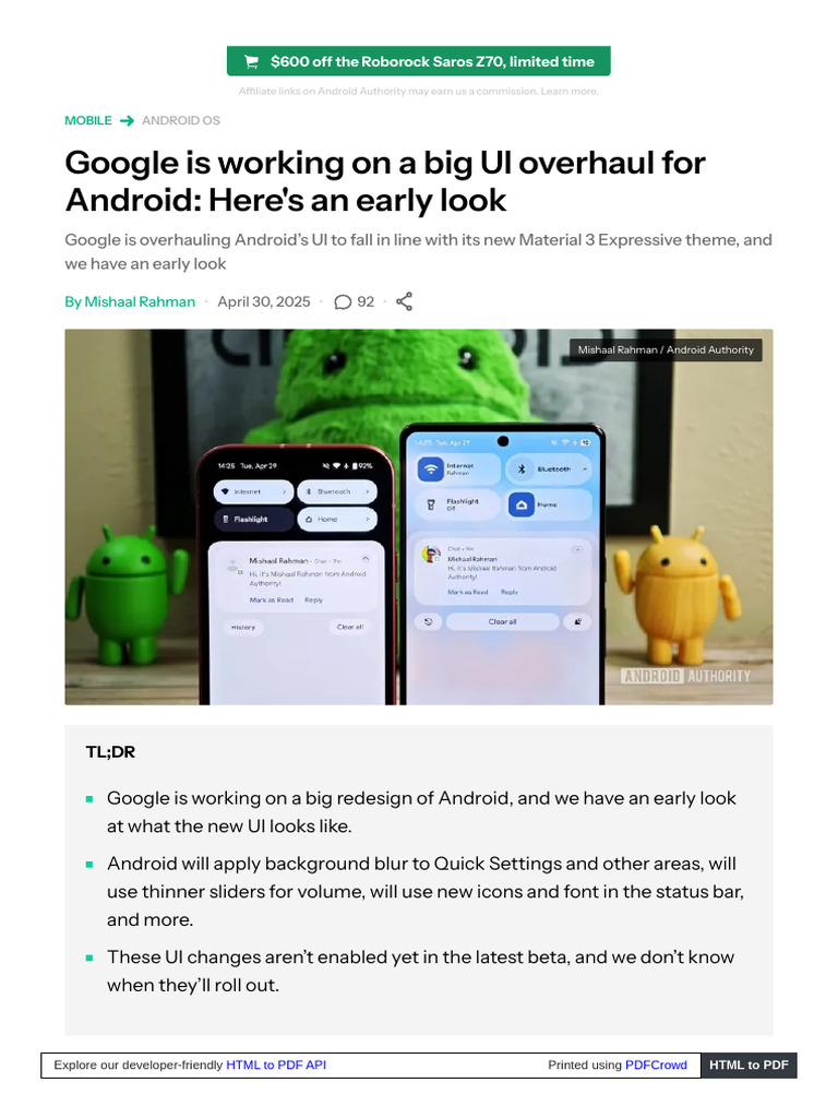 Android 16 UI Overhaul Preview | PDF | Android (Operating System ...