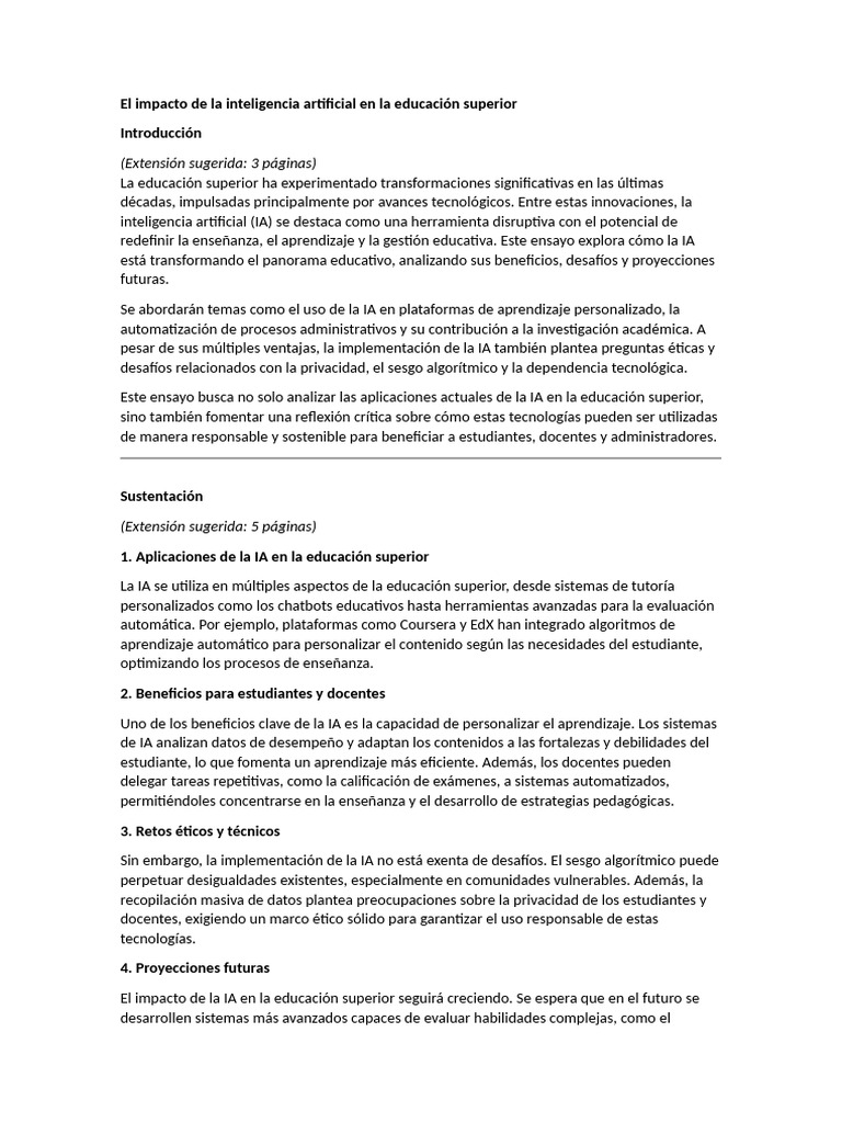 IA en la Educación Superior: Impacto y Retos | PDF | Inteligencia ...