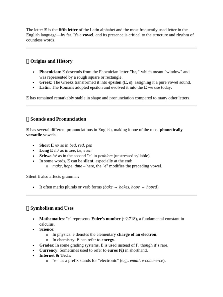 The Letter E | PDF