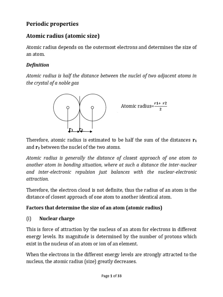 Understanding Atomic Radius and Trends | PDF | Atoms | Ion