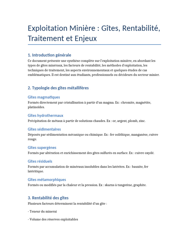 Guide complet sur l'exploitation minière | PDF | Exploitation minière ...