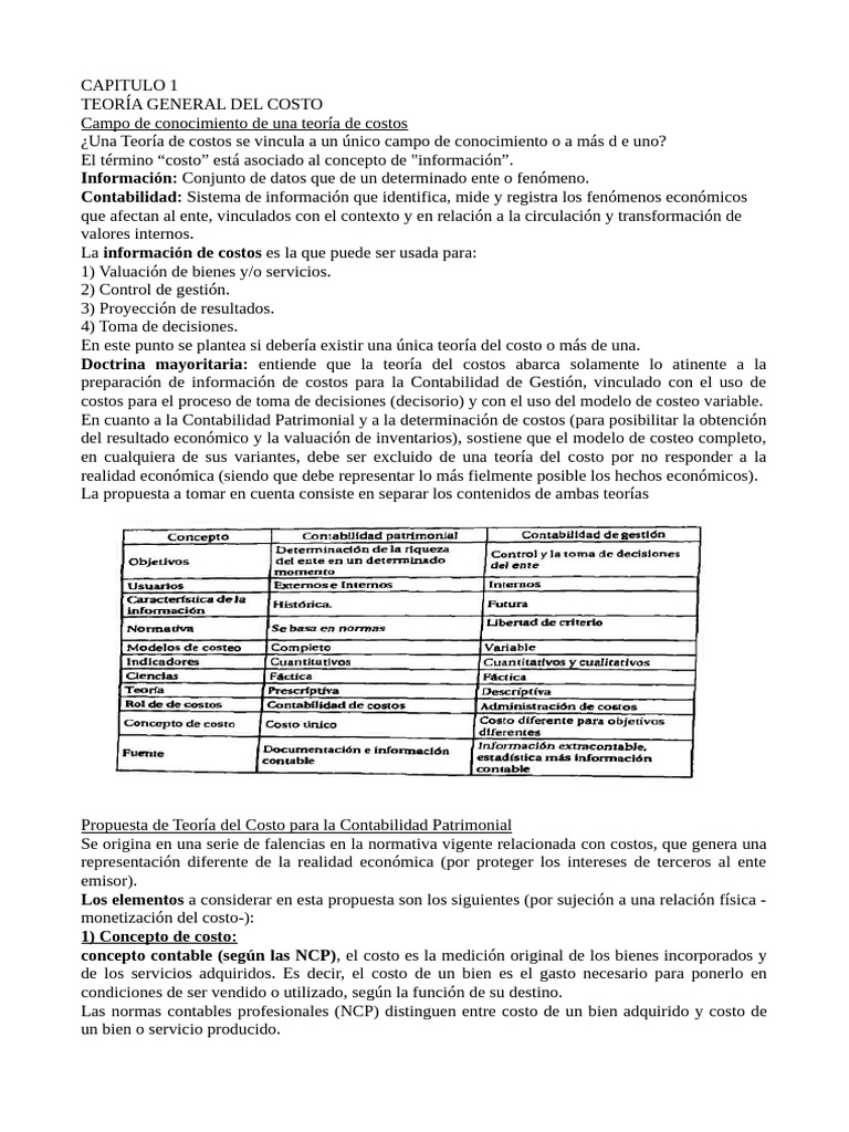 Teoría General del Costo en Contabilidad | PDF | Costo | Factores de ...