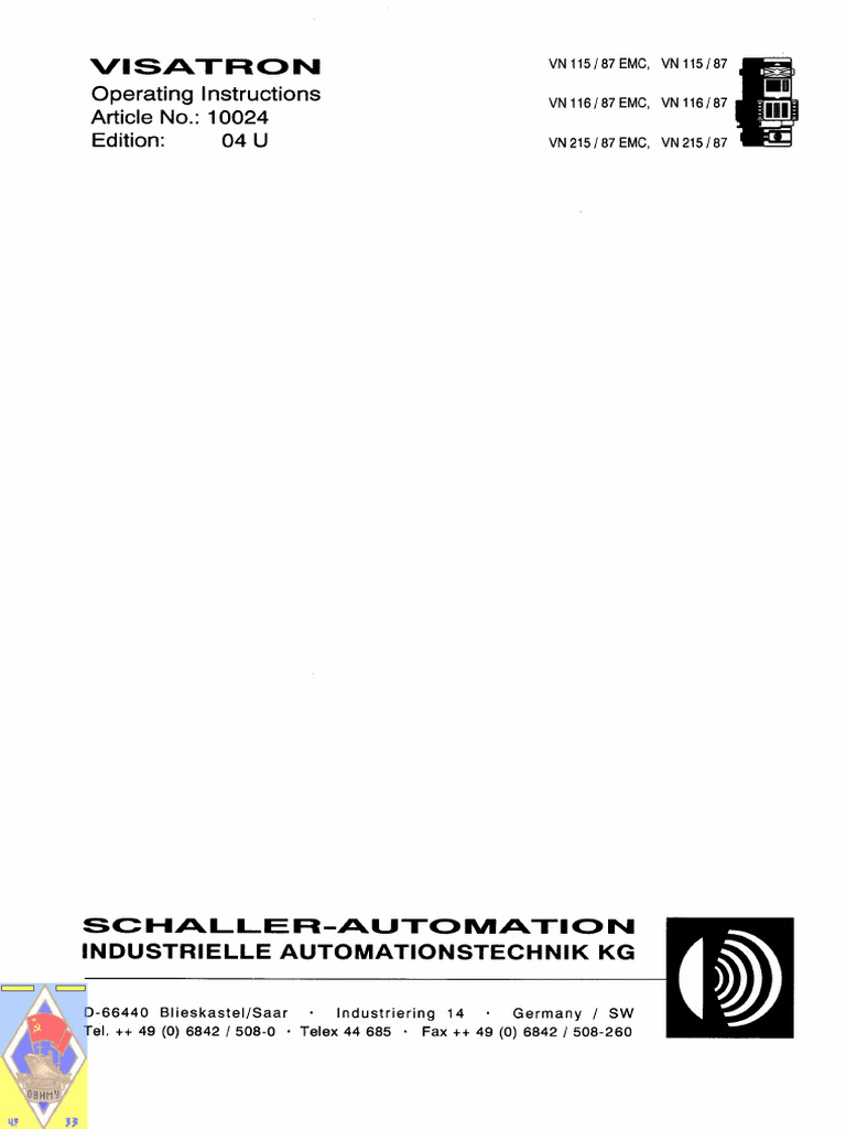 ViSATRON Oil Mist Detector Manual | PDF | Hertz | Resistor