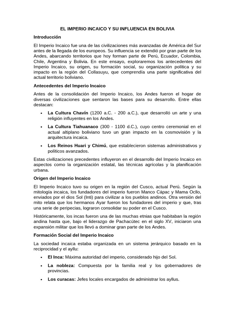 EL IMPERIO INCAICO Barbara | PDF | Imperio Inca | Andes