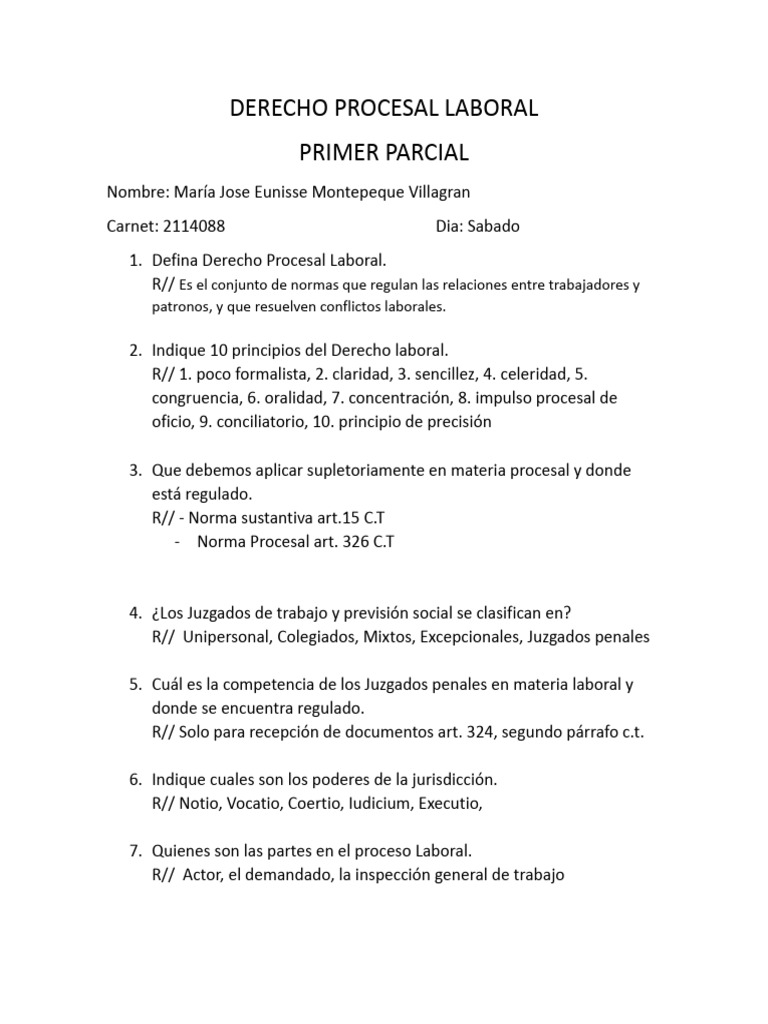 Principios del Derecho Procesal Laboral | PDF | Ley procesal | Demanda ...