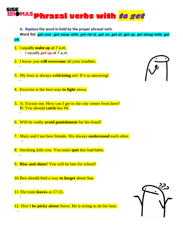 Class 4 - Phrasal Verbs Get - Worksheet | PDF