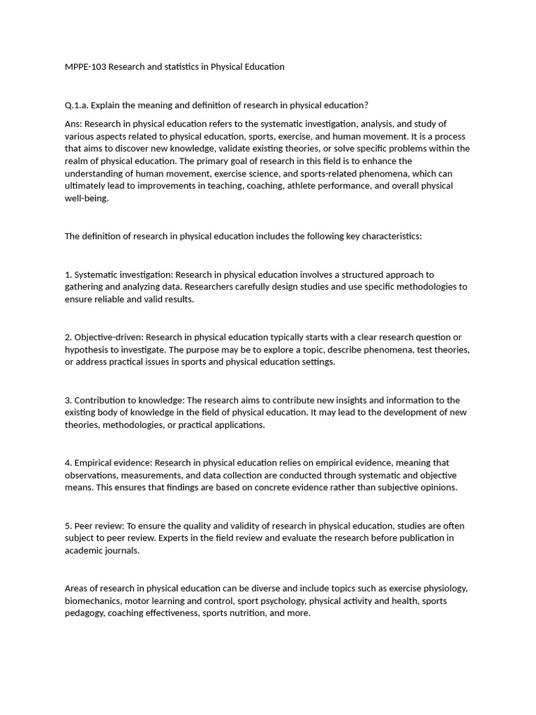 Research in Physical Education Explained | PDF | Survey Methodology ...