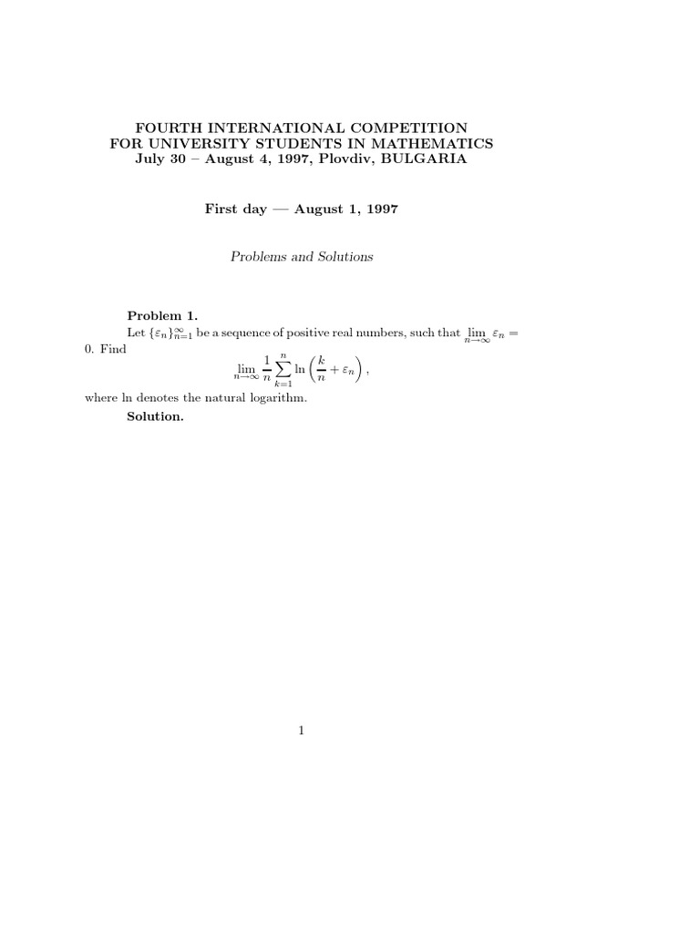 International Math Competition Problems and Solutions | PDF ...