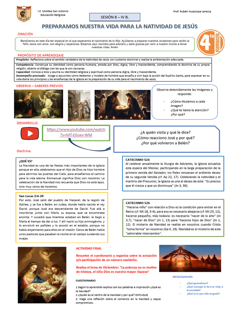 Iv Sesion 8 - 4to | PDF | Natividad De Jesus | Creencia religiosa y ...