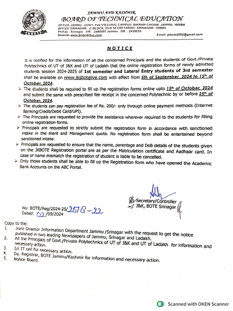 Registration Notice | PDF