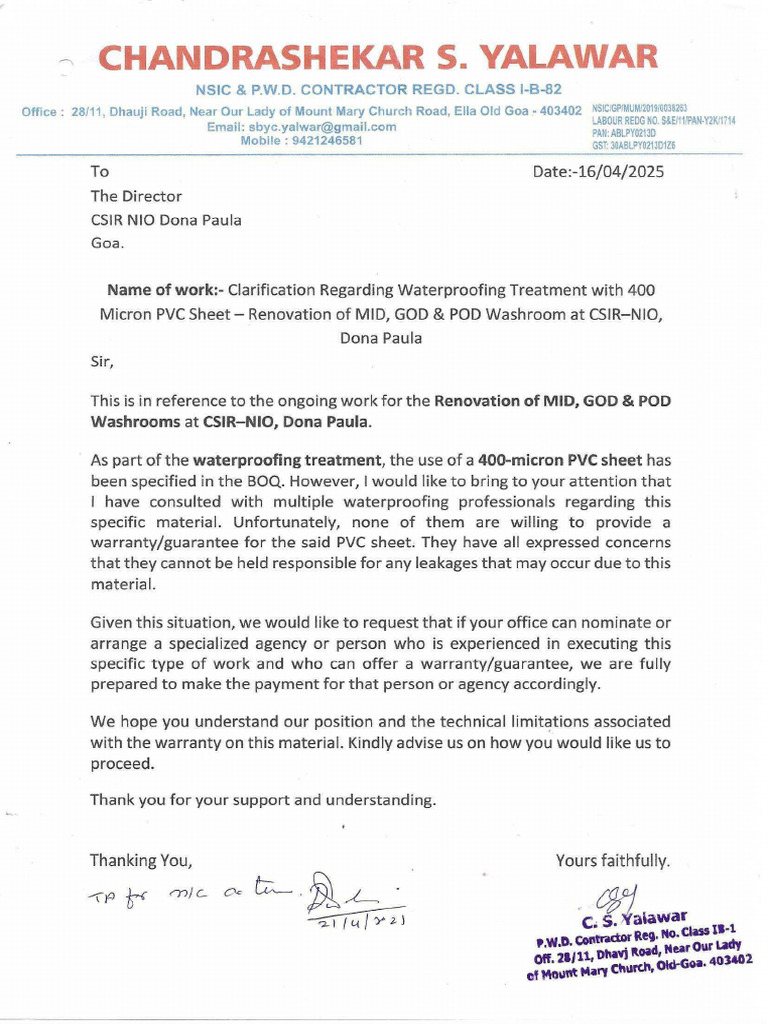 Letter - Waterproofing Reg | PDF