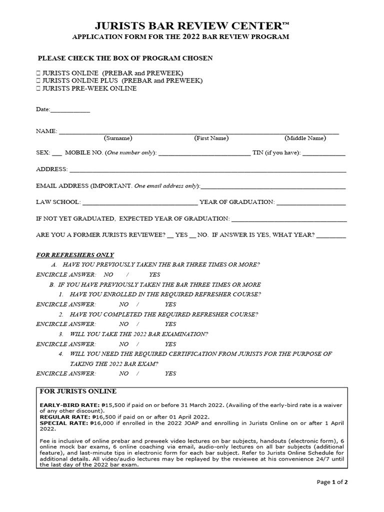Updated 2022 Jurists Application Form | PDF | Justice | Crime & Violence