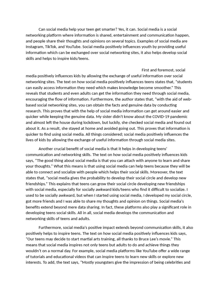 Can Social Media Inspire Your Teens To Be Successful | PDF | Social ...