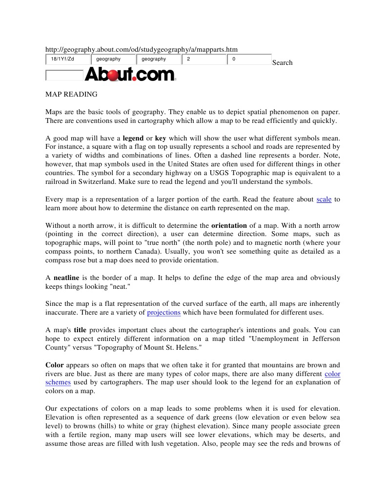 Map Reading Pdf Map Cartography