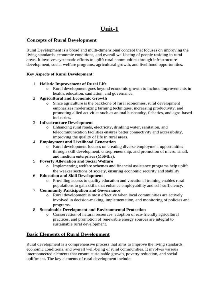 Key Concepts in Rural Development | PDF | Agriculture | Poverty Reduction