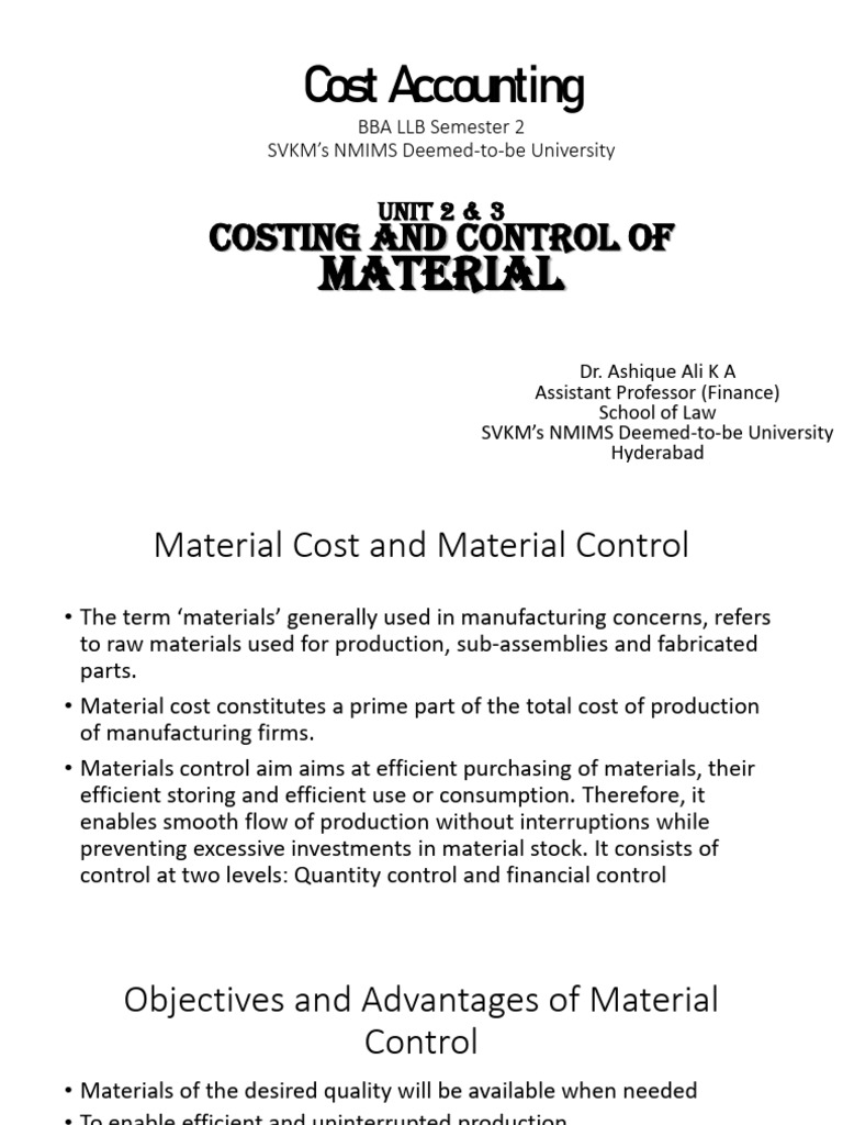 Unit 2 and 3 - Material Control | PDF | Inventory | Economies