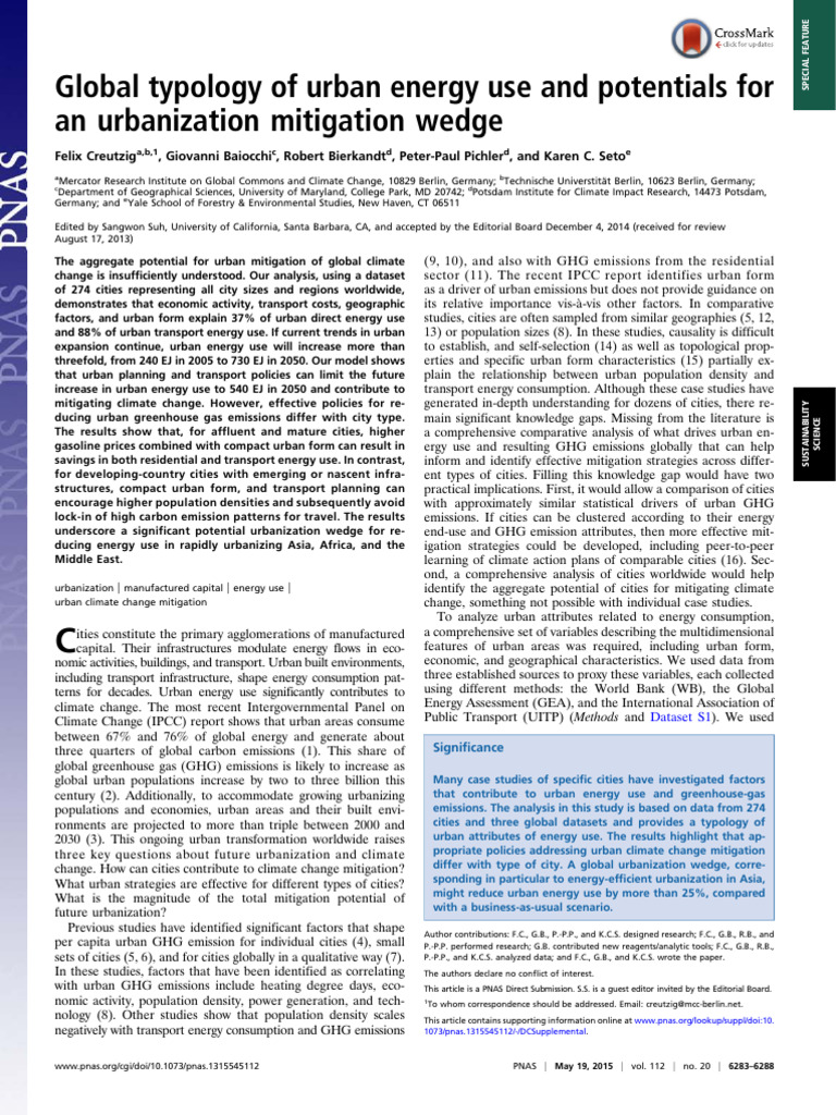 Urban Energy Use and Mitigation Strategies | PDF | Climate Change ...