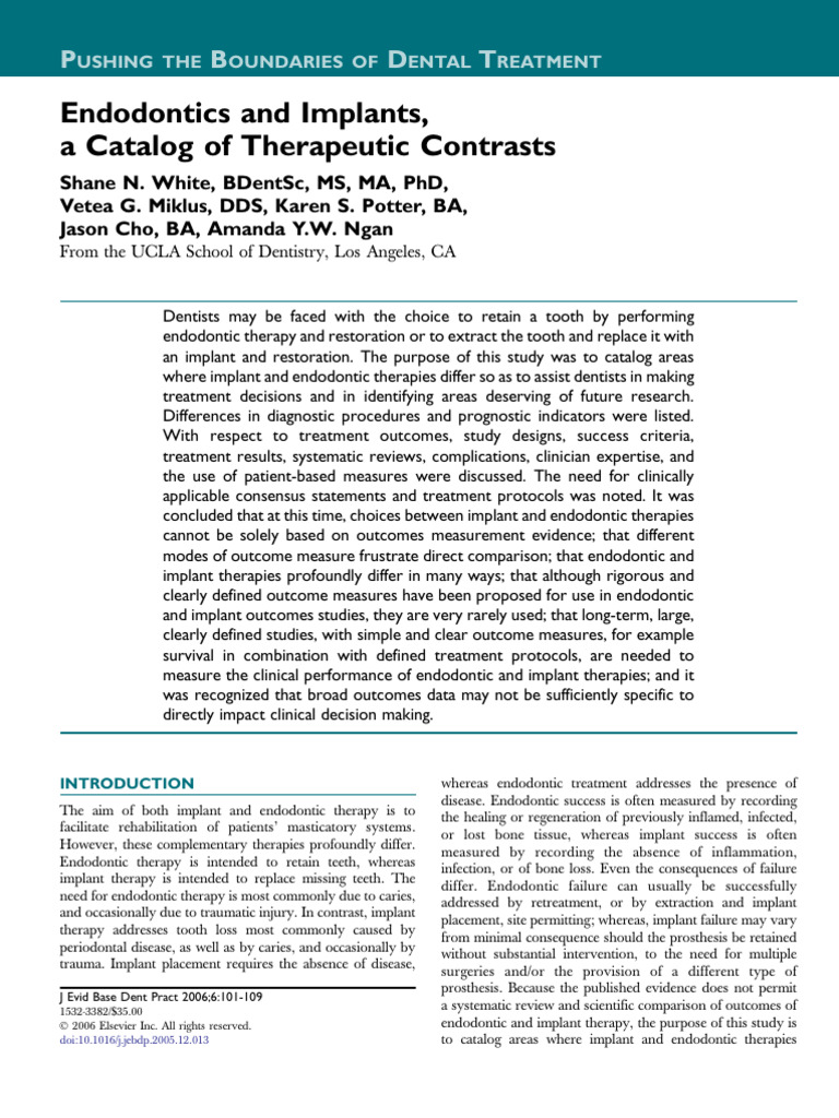 Endodontics and Implants A Catalog of TH | PDF | Dental Implant | Dentistry