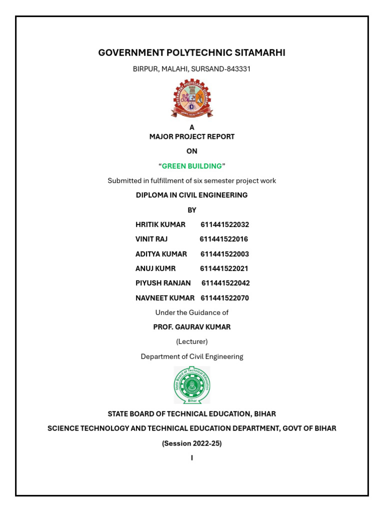 Major Project Report on Green Building | PDF | Educational Stages ...