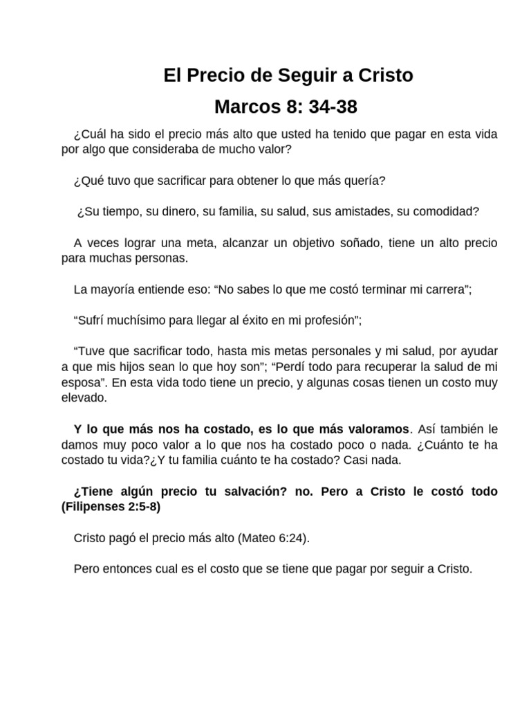 El Precio de Seguir A Cristo | PDF | Cristo (título) | Jesús