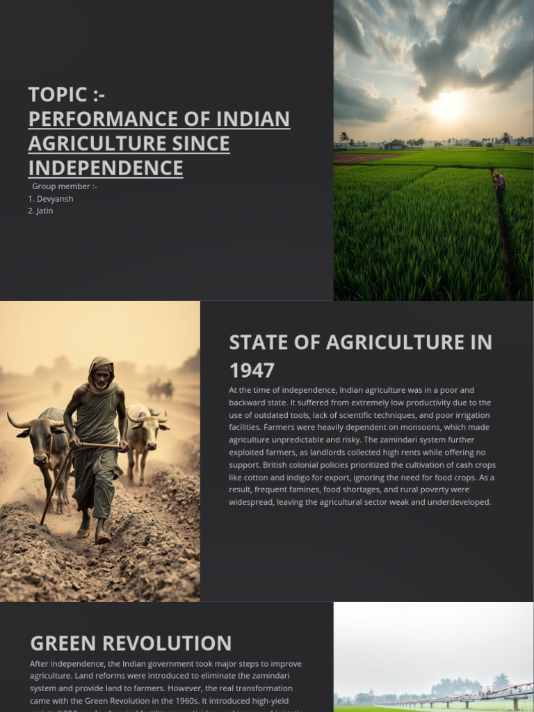 Indian Agriculture: Post-Independence Growth | PDF | Agriculture ...