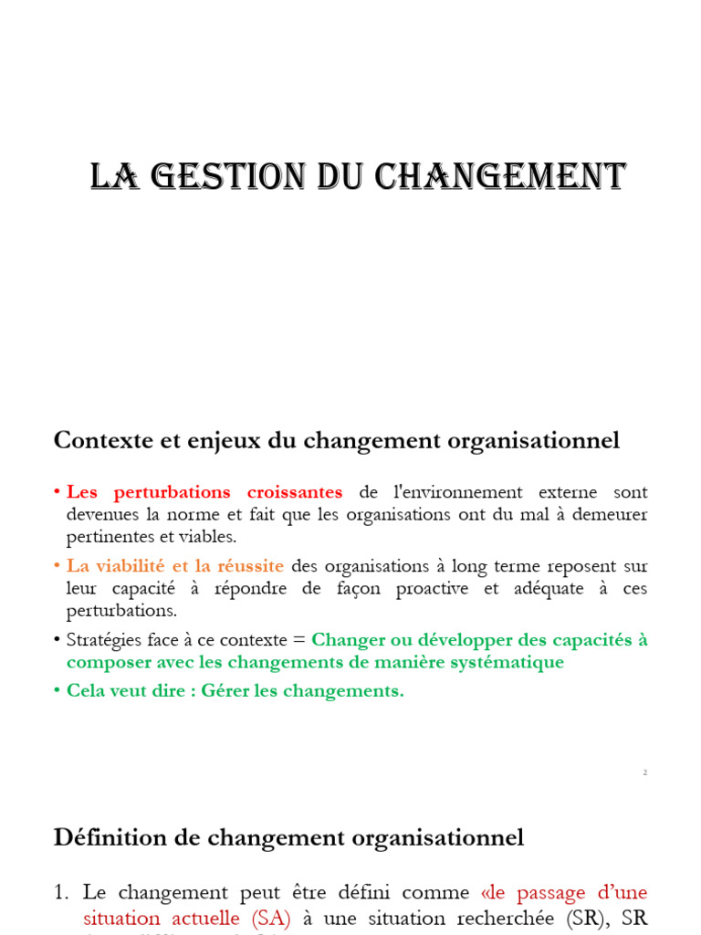 Gestion du changement organisationnel | PDF | Partie prenante