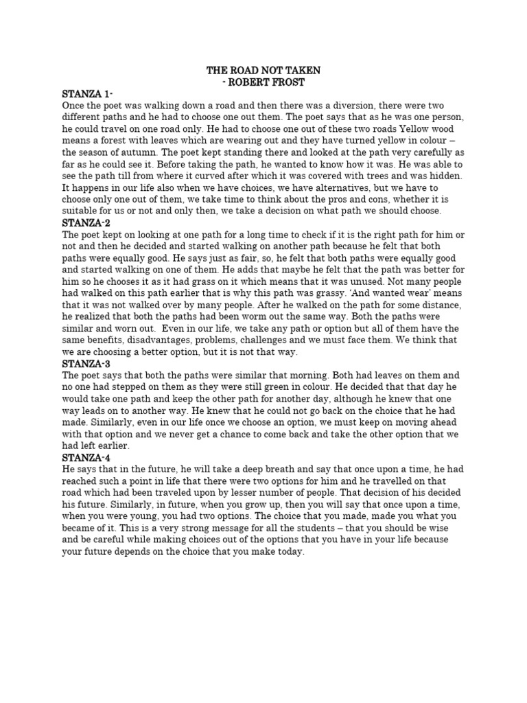 The Road Not Taken Summary | PDF