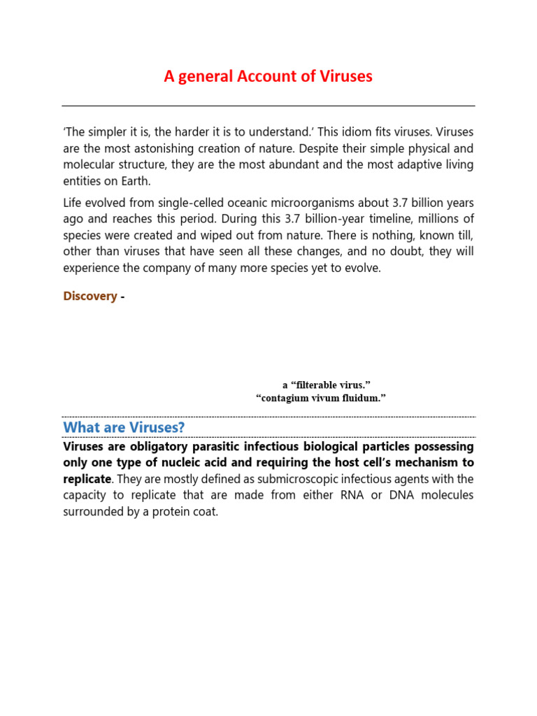 Overview of Viruses and Their Evolution | PDF | Virus | Virology