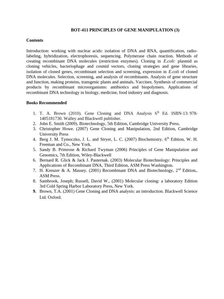 Bot-411-Course Contents | PDF