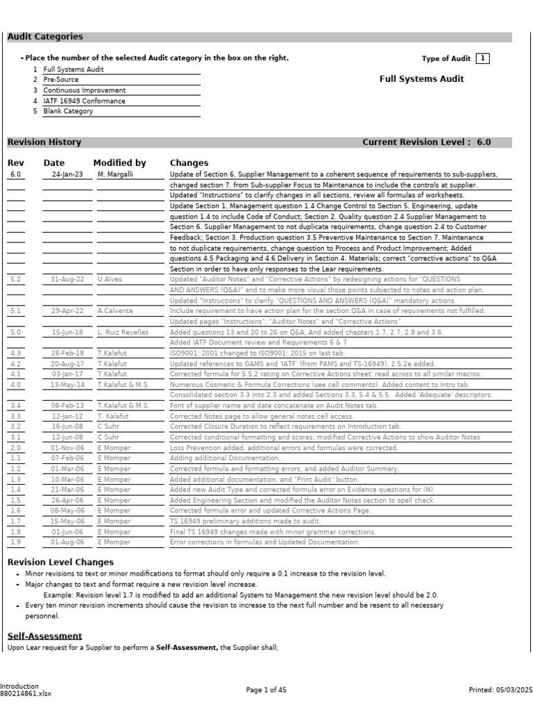 6439521511bcd8941bf2f6ef_Supplier Audit Form | PDF | Performance ...