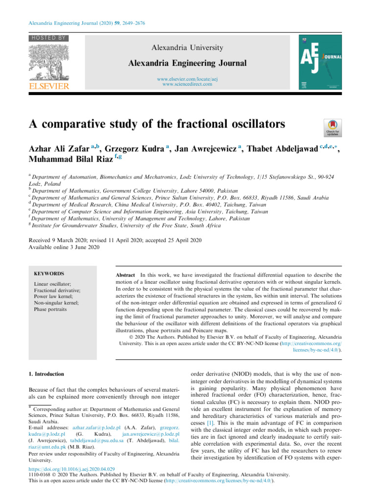 A Comparative Study of The Fractional Oscillators | PDF | Mathematical ...
