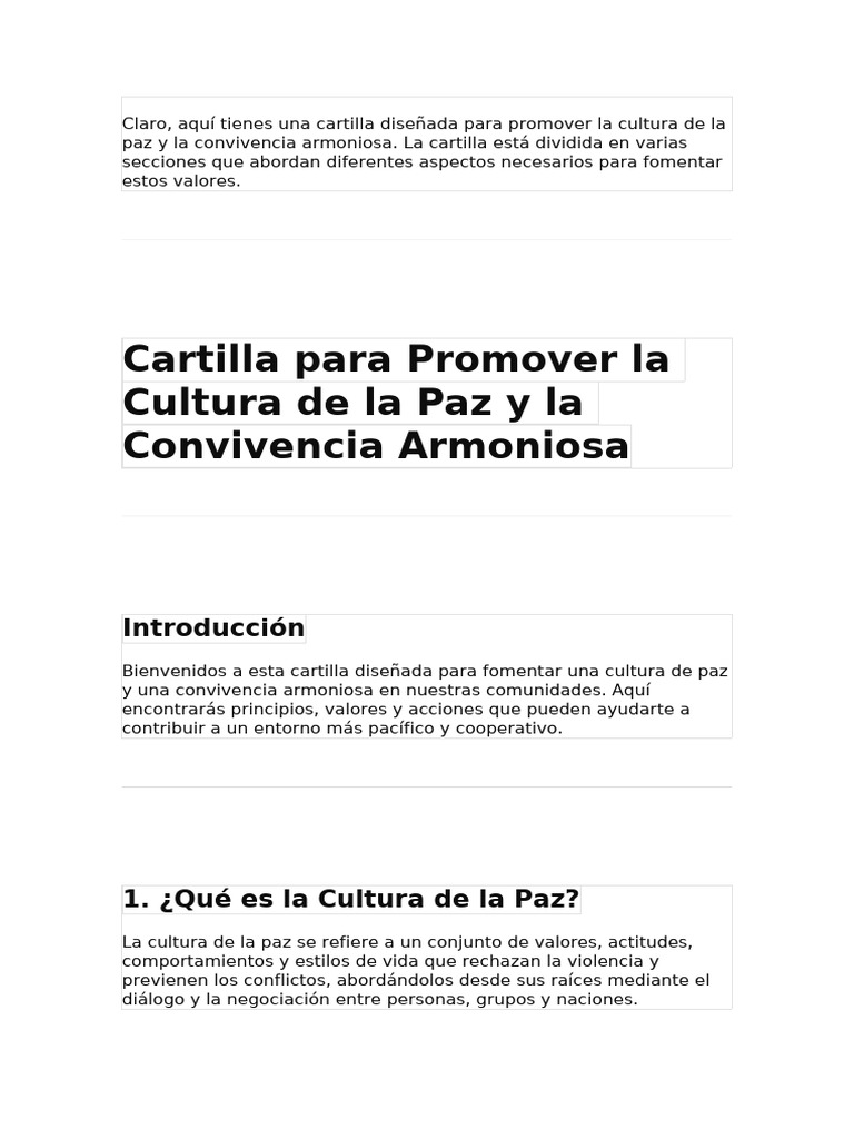 Promoviendo la Cultura de la Paz | PDF | Paz | Justicia