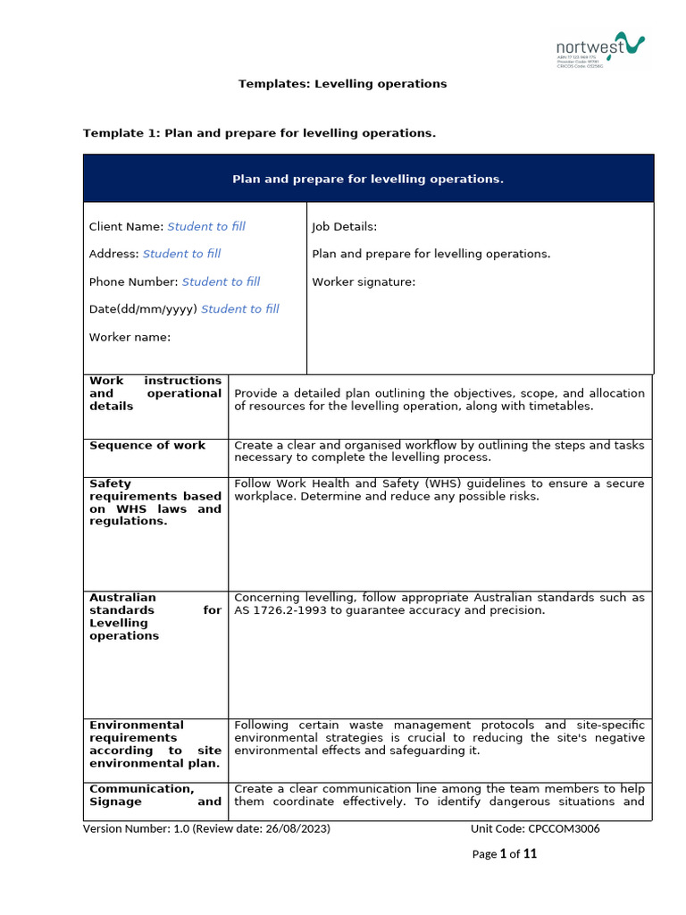 Levelling Operation 7 Templates Done Pdf 