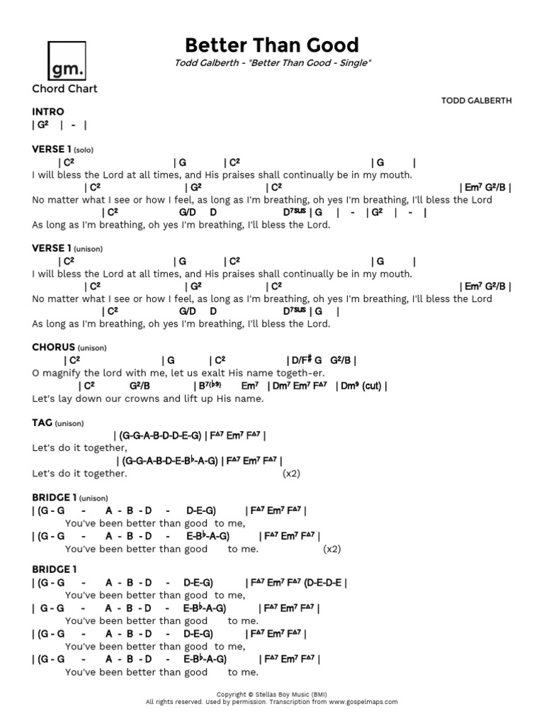 Better Than Good Chord Chart | PDF