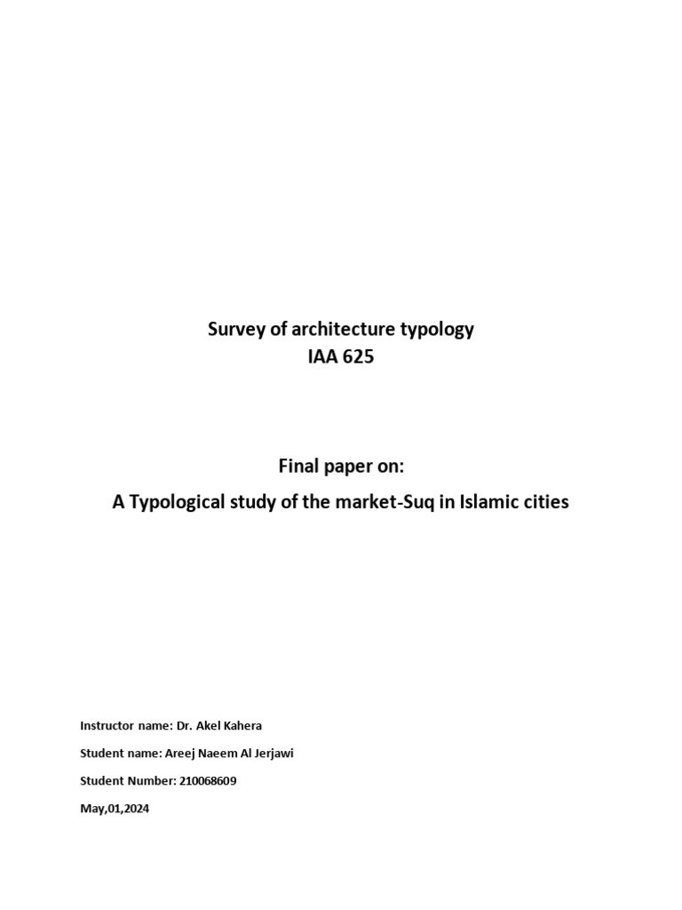Islamic Suq Typology Study | PDF