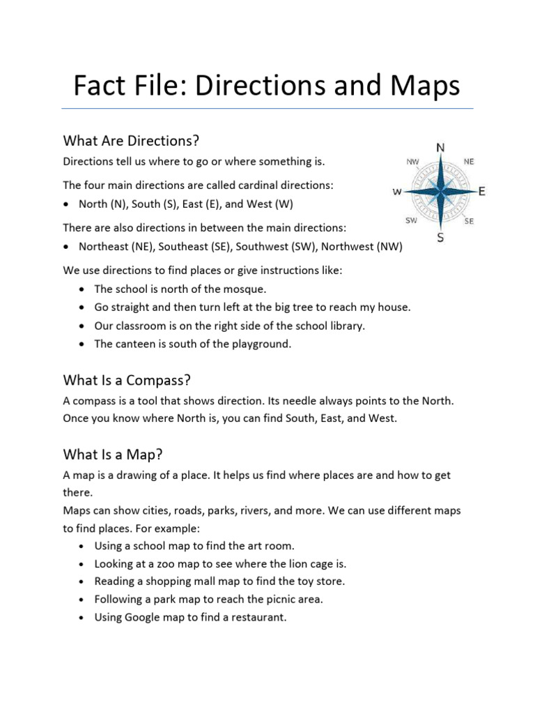 Understanding Directions and Maps | PDF