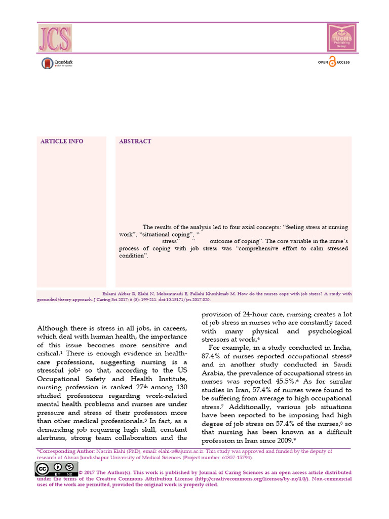 Nurses' Coping Strategies for Job Stress | PDF | Nursing | Stress (Biology)