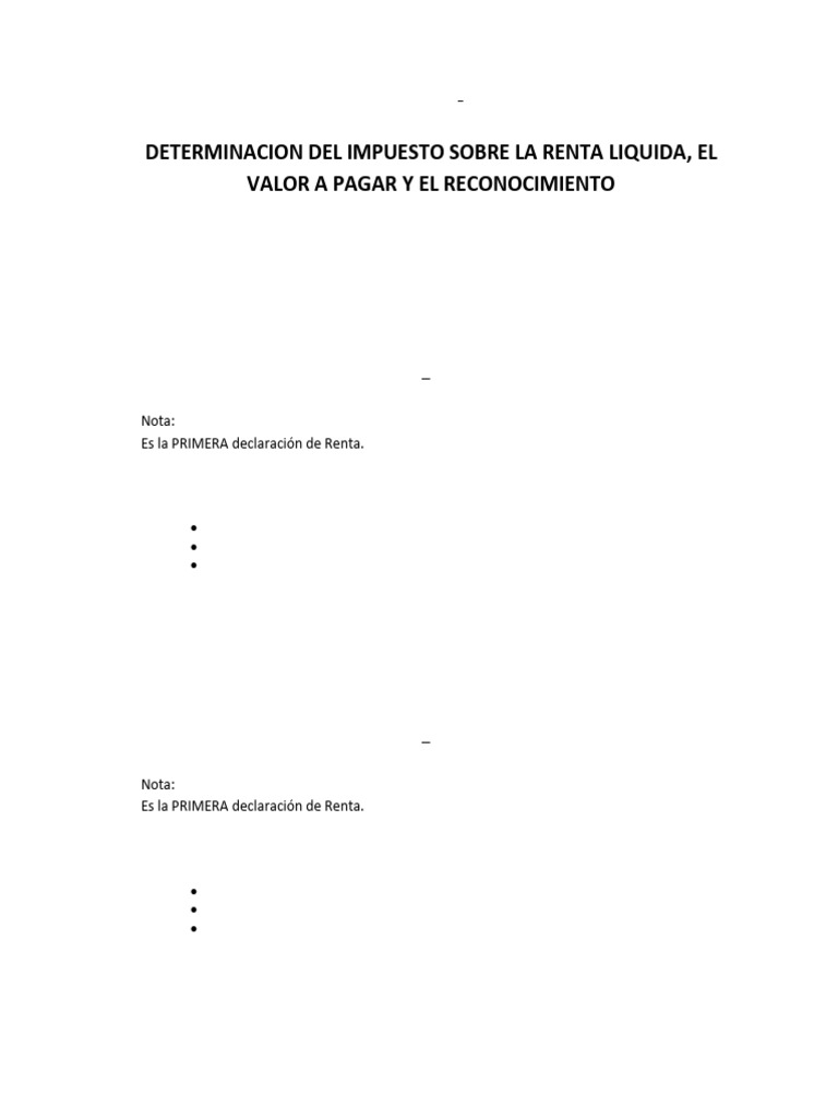 Taller de Determinacion Del Impuesto Sobre La Renta Liquida, Valor A ...