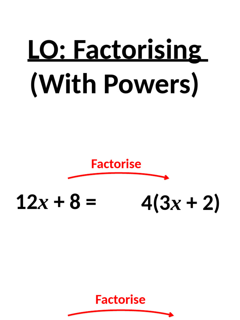 Factorising Expressions with Powers | PDF