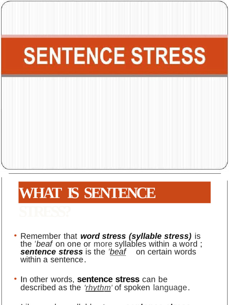 Sentencestress 170413111554 | PDF | Stress (Linguistics) | Word