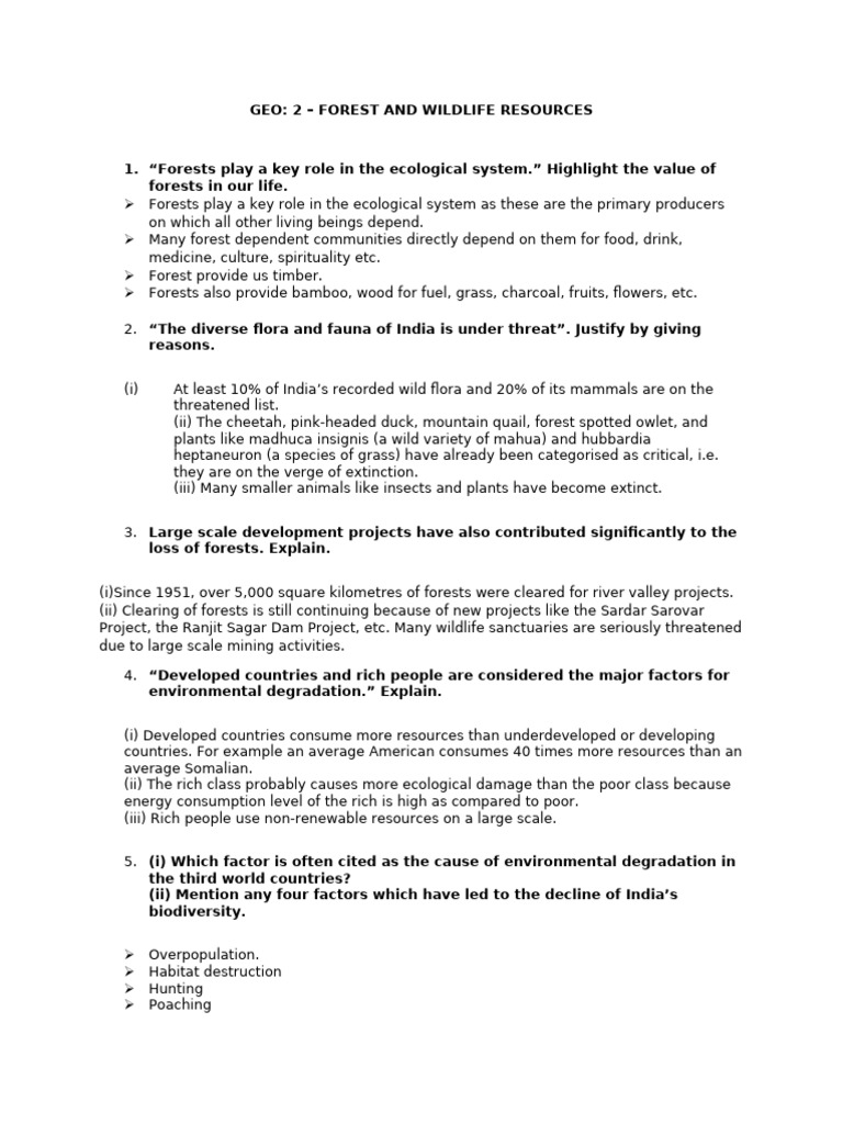 J-forest and wildlife notes | PDF | Deforestation | Habitat Destruction