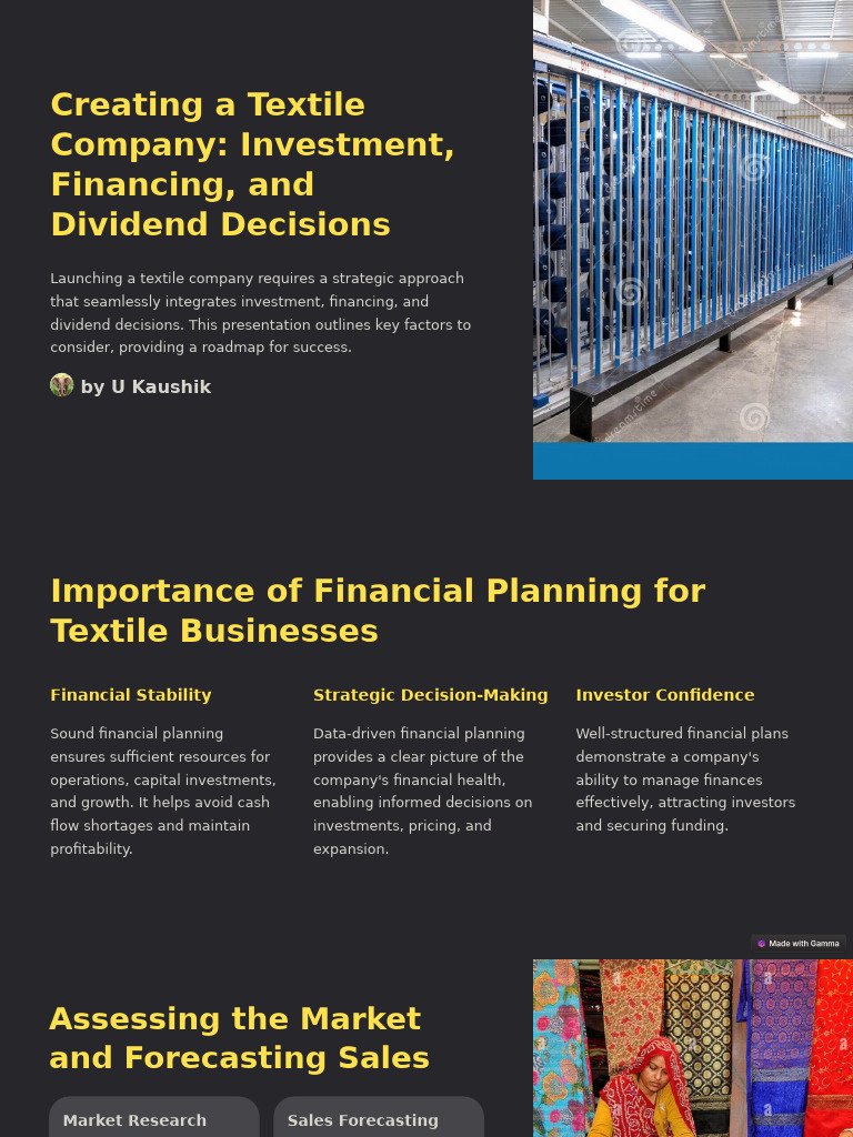 Creating A Textile Company Investment Financing and Dividend Decisions ...