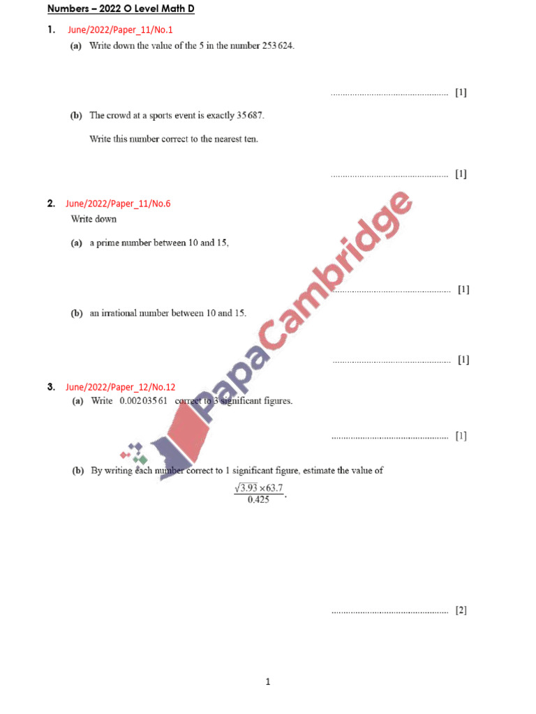 2022 Numbers O Level 4024 | PDF
