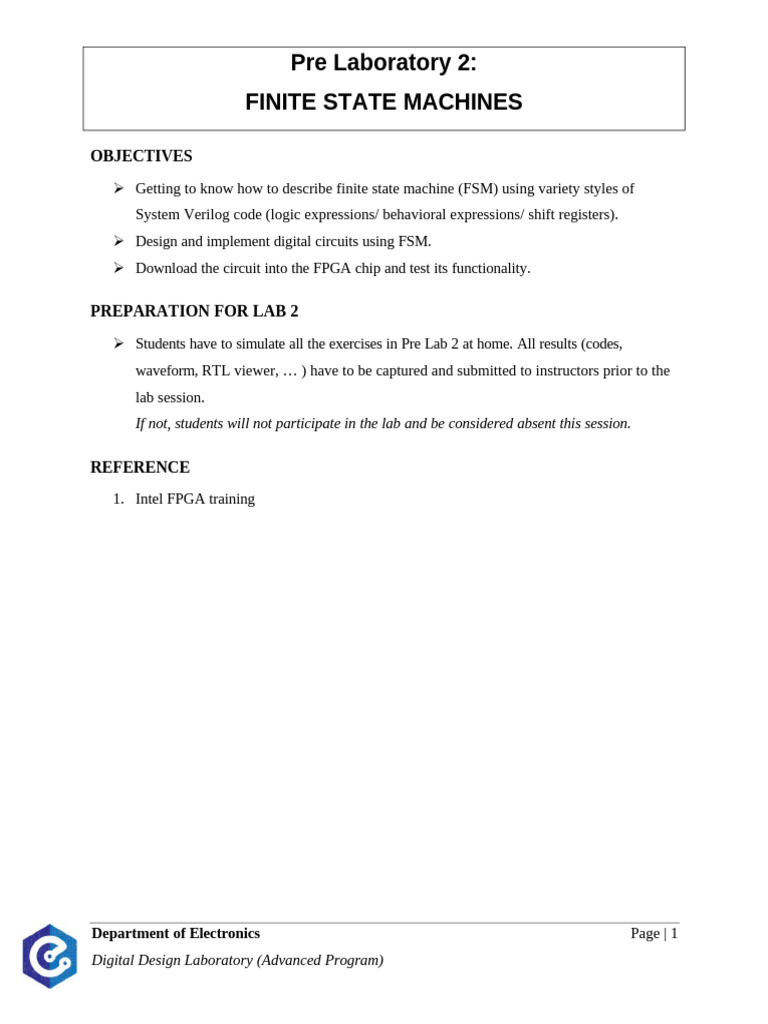 Finite State Machines Lab Guide | PDF | Computer Programming ...