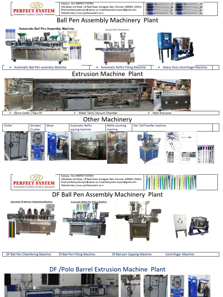 DF Ball Pen Machinery Manufacturer India | PDF | Writing Implements