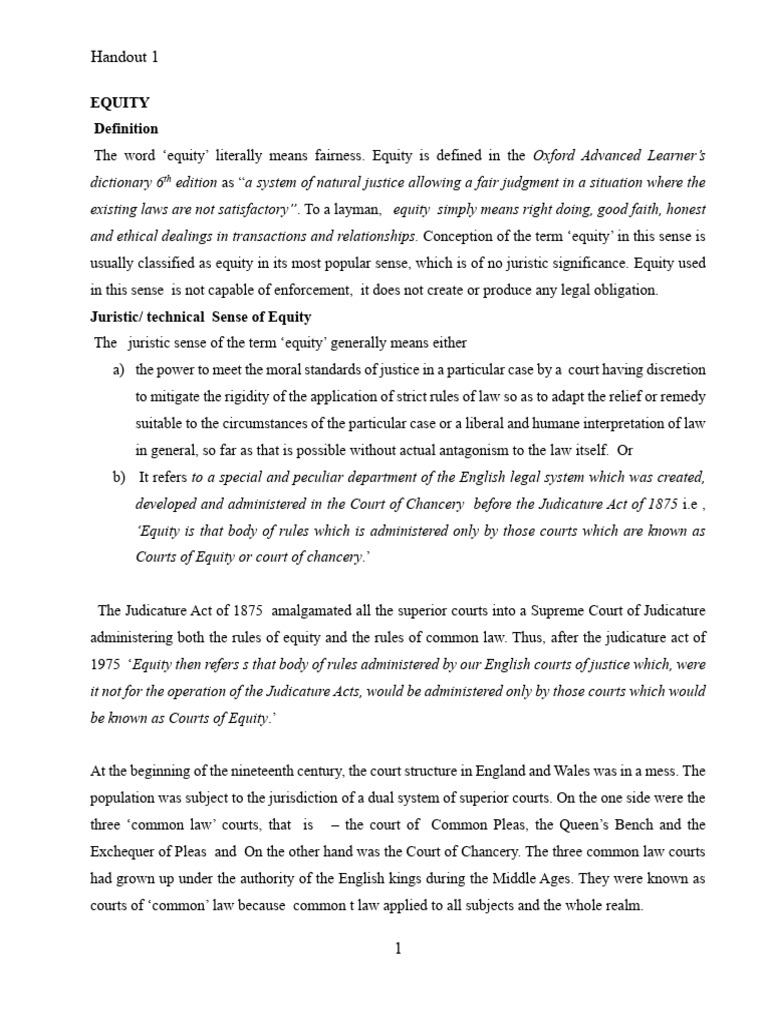 Understanding Equity in Law | PDF | Equity (Law) | Common Law