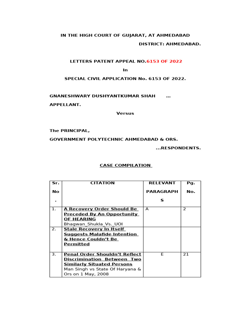 High Court Appeal on Recovery Orders | PDF