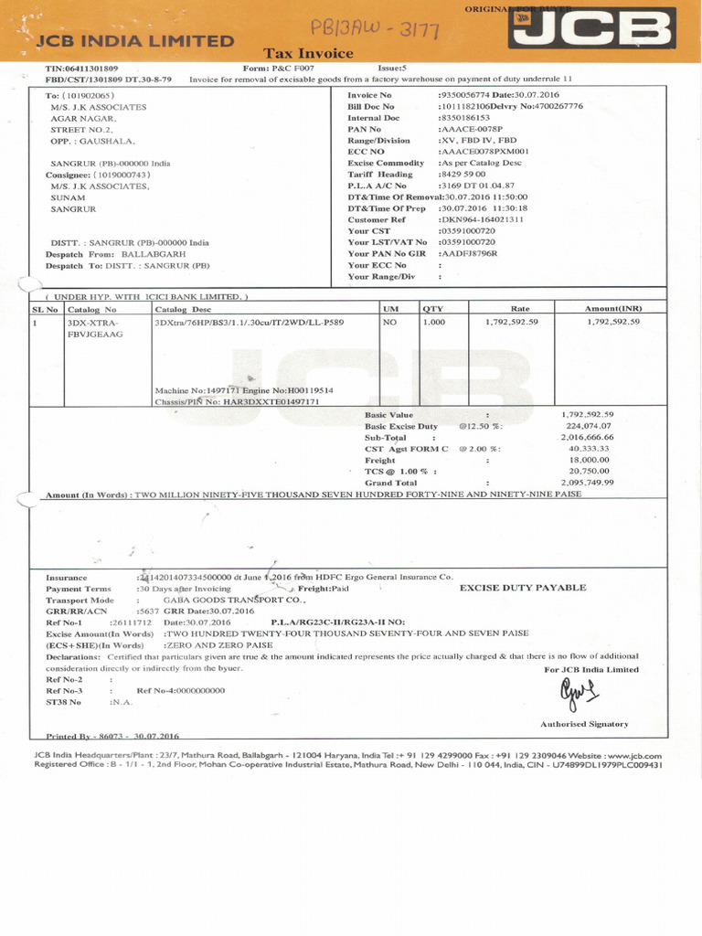 JCB Pb13aw 3177 | PDF