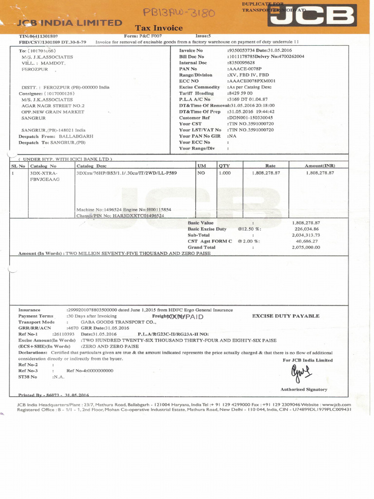 JCB Pb13aw 3180 | PDF