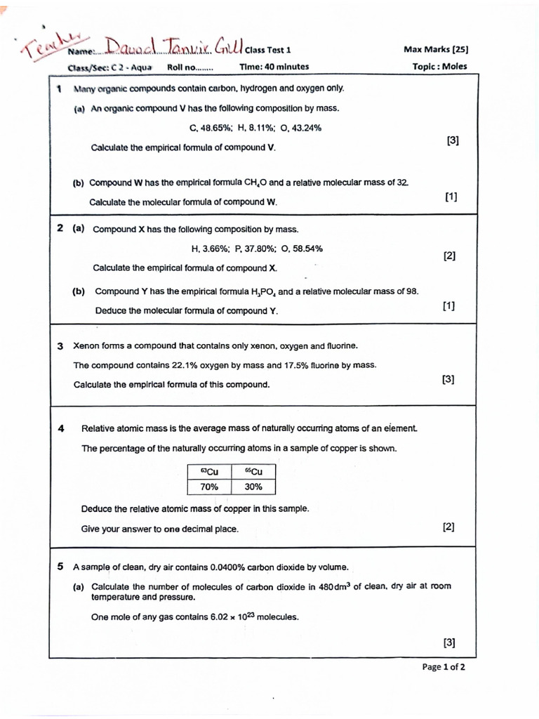 Solutions of Chemistry Topic Formulas | PDF